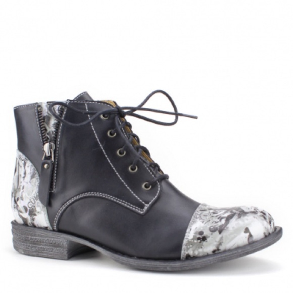 Portofino Women’s Black and White Print Ankle Boots Size 40 EU
